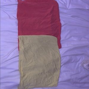 Yellow and coral tube tops